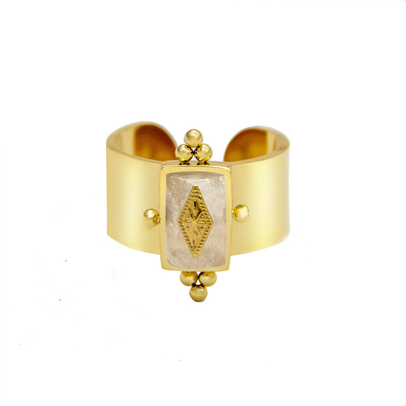 Gold Geometric Stone Ring
