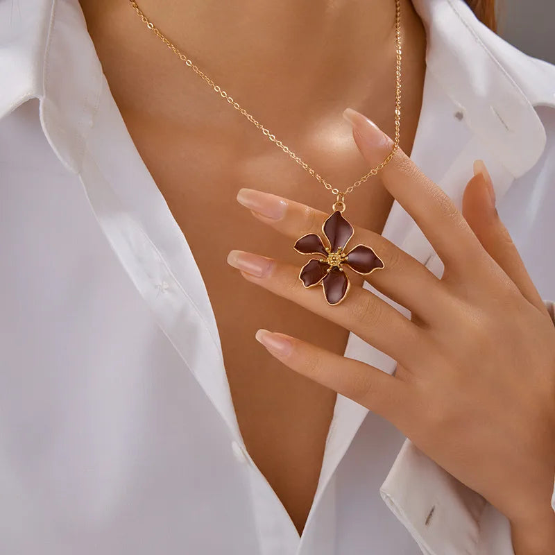 Tea Rose Necklace Wine