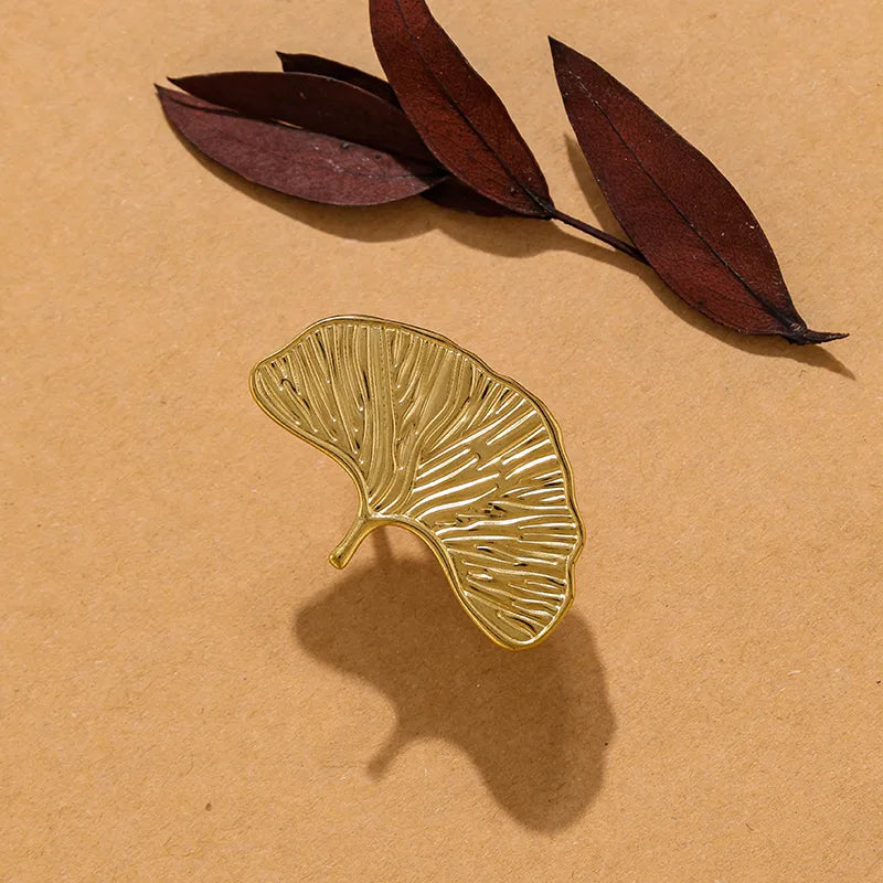 Golden Fan Leaf Ring