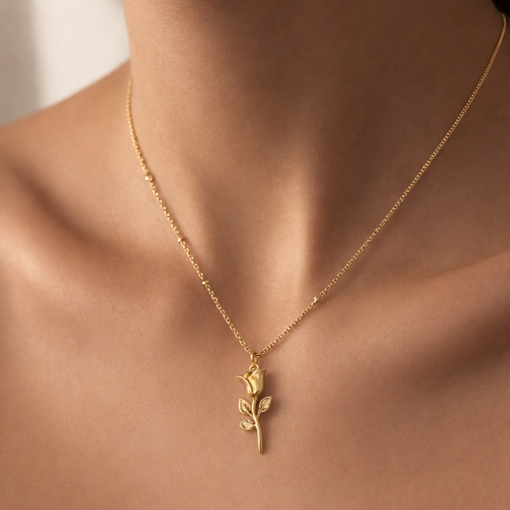 Golden Arbor Rose Petal Necklace