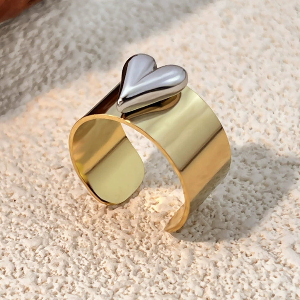 Two-Tone Puffy Heart Ring