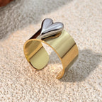 Two-Tone Puffy Heart Ring