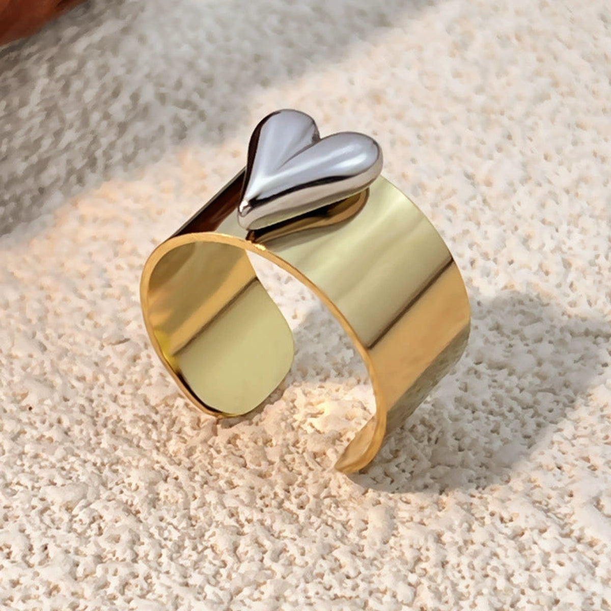 Two-Tone Puffy Heart Ring