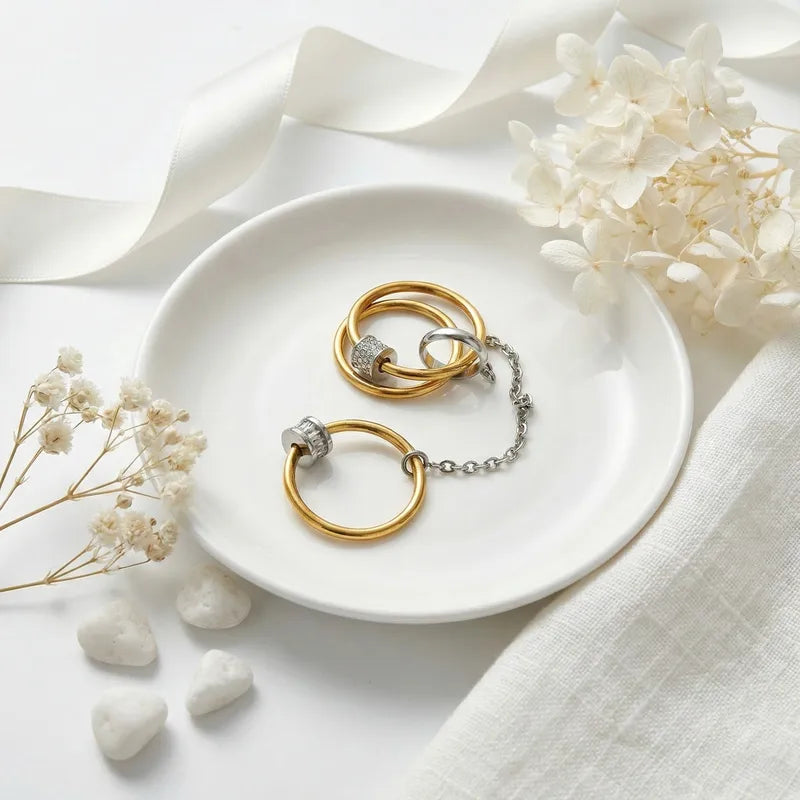 Multi-ring Chain Inlaid Ring