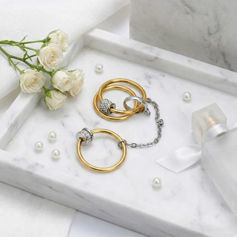 Multi-ring Chain Inlaid Ring