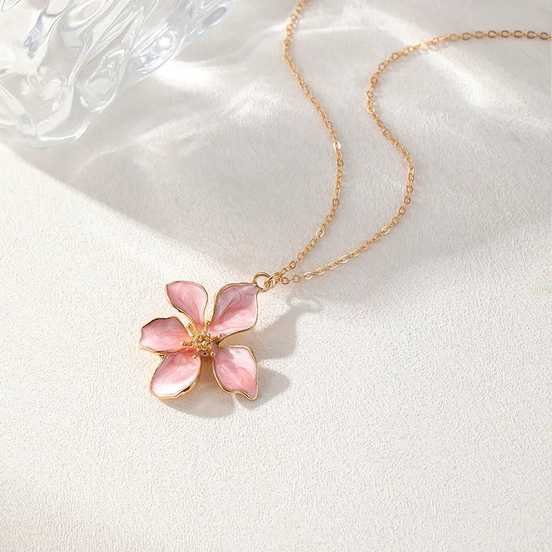 Tea Rose Necklace Pink