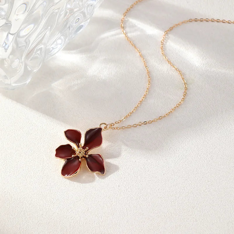 Tea Rose Necklace Wine