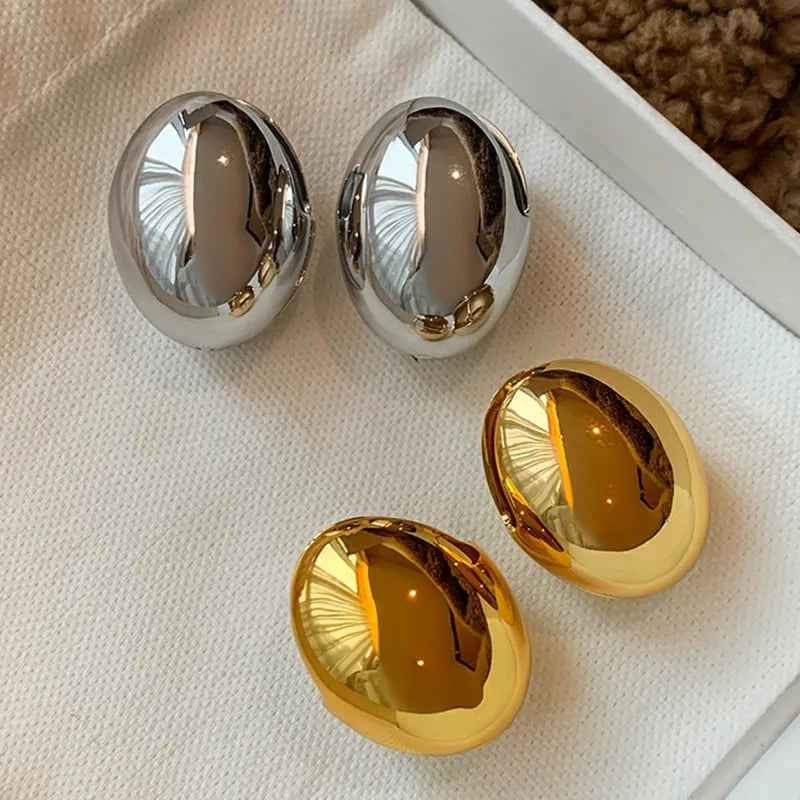 Silver Oval Hoops