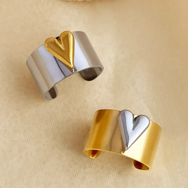 Two-Tone Puffy Heart Ring