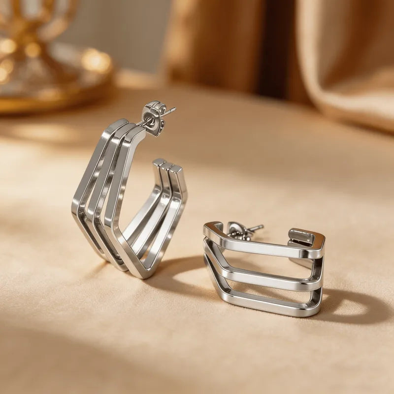 Triple Row Square Hoops