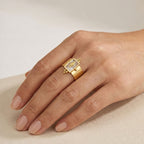 Gold Geometric Stone Ring